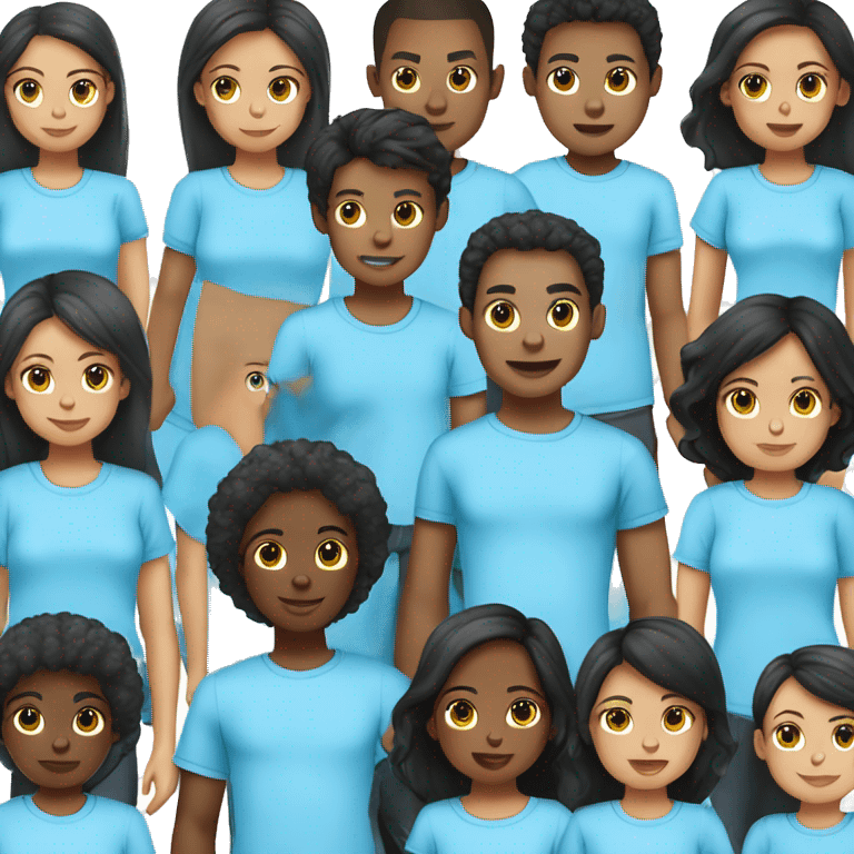 young african american boy and girl with nappy black  hair wearing sky blue t-shirts  emoji