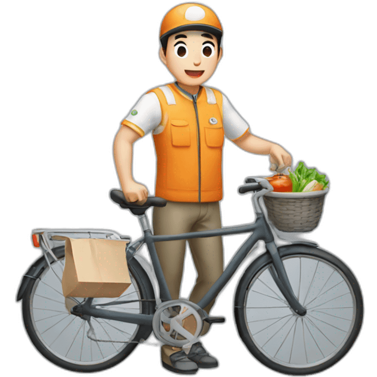 KOREAN bicycle meal delivery man emoji