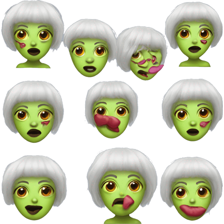 Alien with lipstick and wig emoji