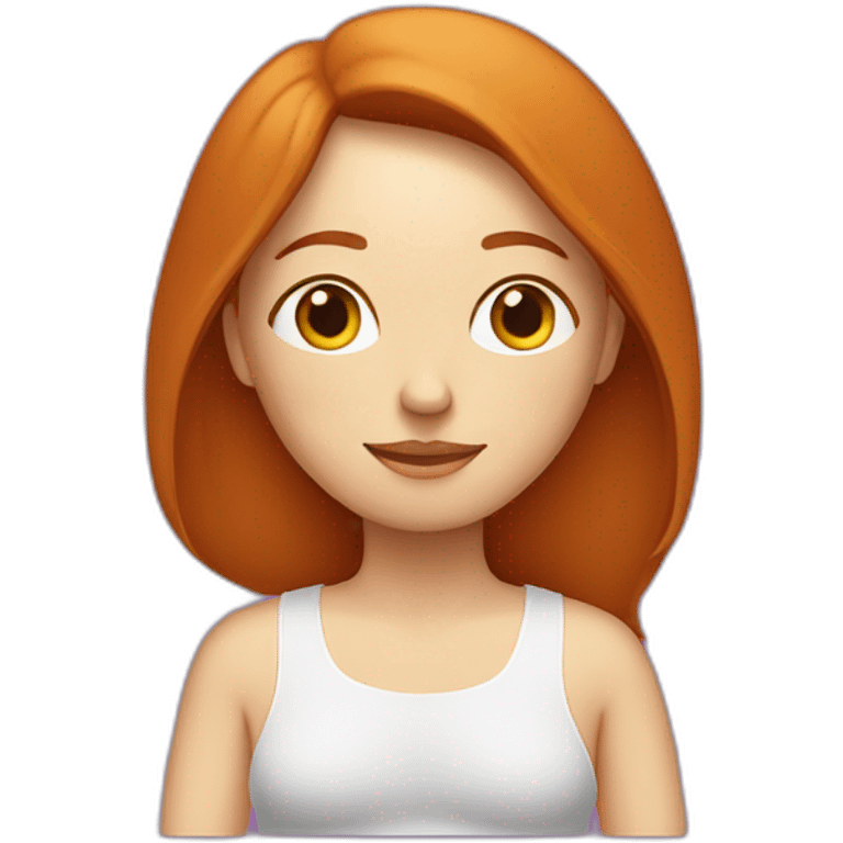 redhead white woman long medium straight hair, meditating on a violet blanket emoji