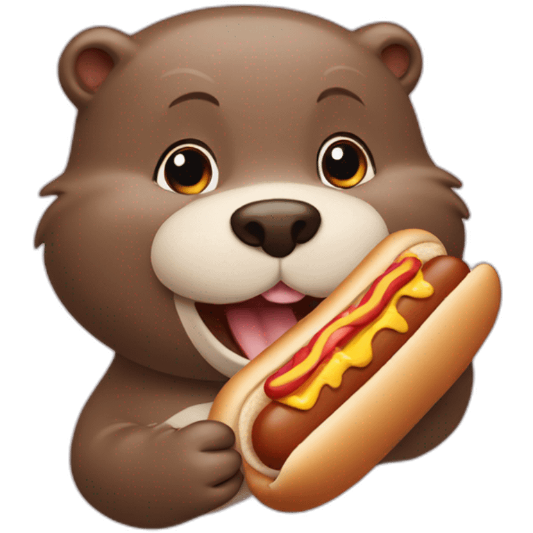 otter eats a hot dog emoji