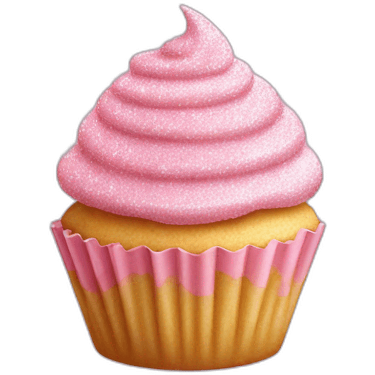 Happy light pink glittery cupcake emoji