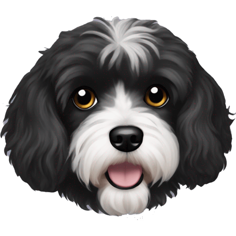 Black coloured dog bichon havanese black eyes emoji