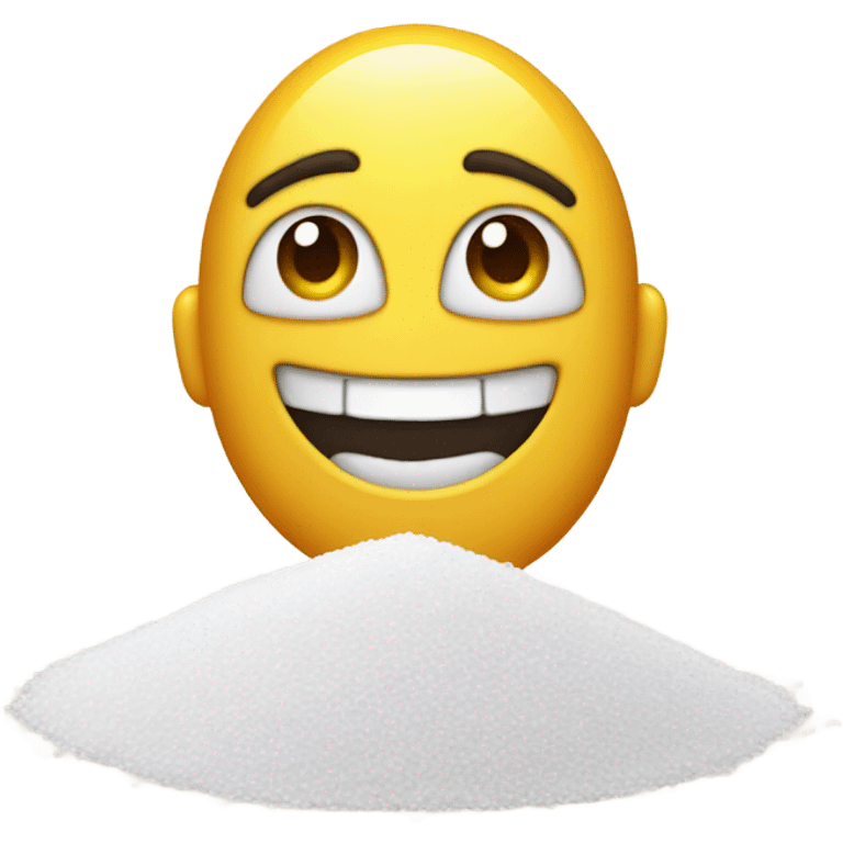 happy emoji whit a pile of salt emoji