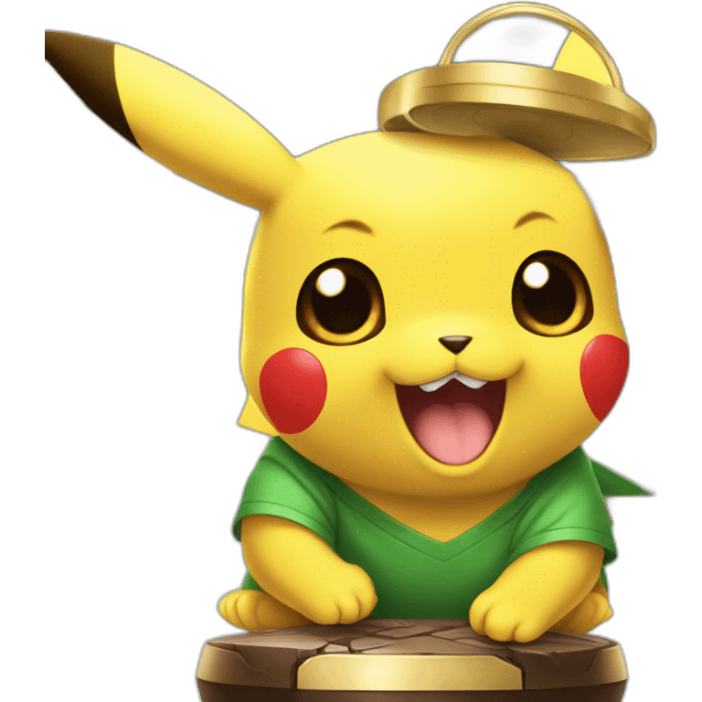 PIKACHU LEVANTANDO LA COPA DEL MUNDO DE FUTBO emoji