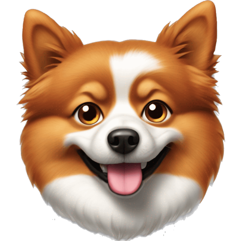 Spitz dog of red color with a funny face emoji