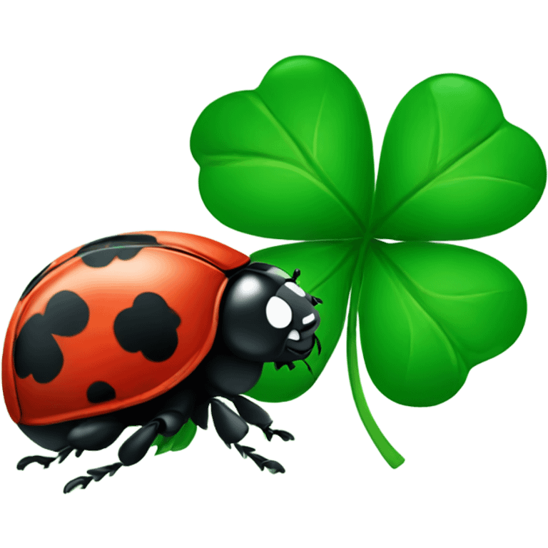 Ladybug and four leaf clover green emoji