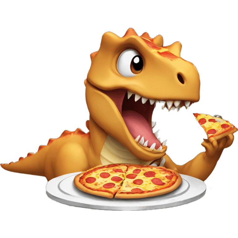 dinosaur eating pizza emoji