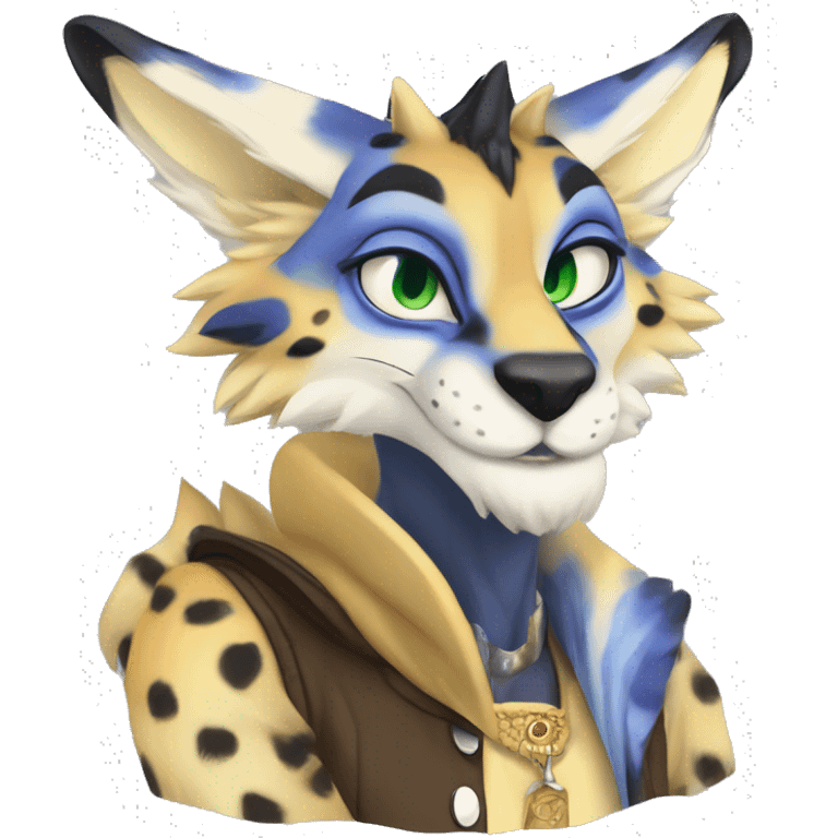 Anthro Epic Beautiful Handsome Pretty Colorful Sergal-Serval-Vernid full body emoji