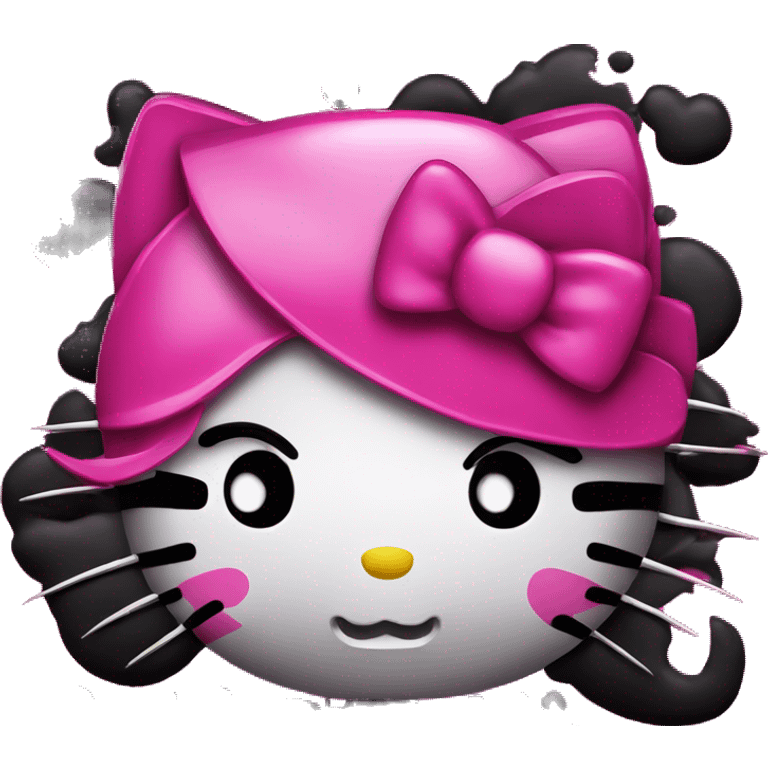 Hello kitty hot pink and black emoji