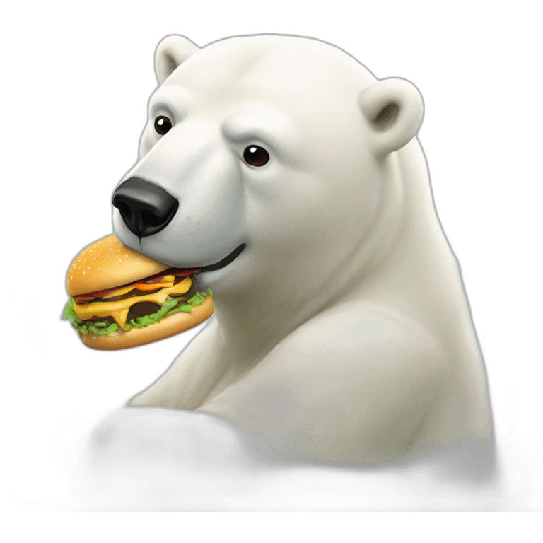 Polar bear eating burger emoji