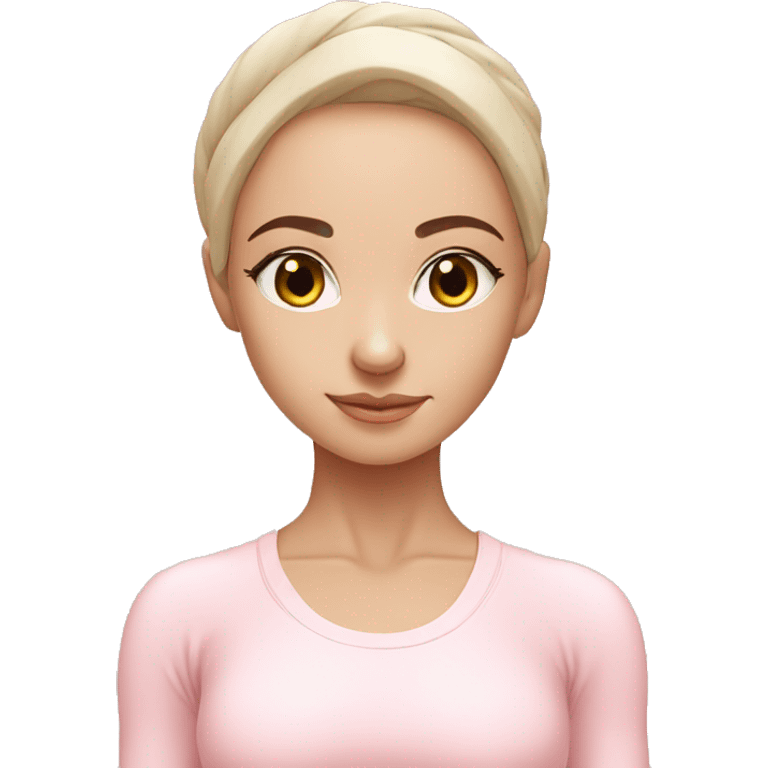 Aesthetic Ukrainian yoga girl in light pink yoga outfit emoji