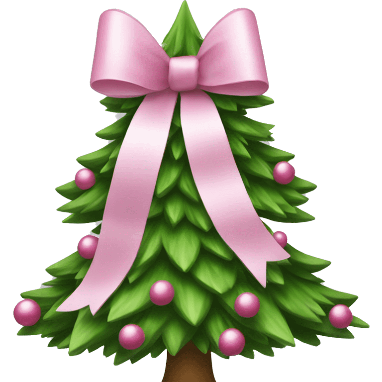 Christmas tree with small pink and white bows  emoji