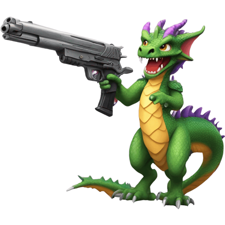 Girl dragon with a gun emoji