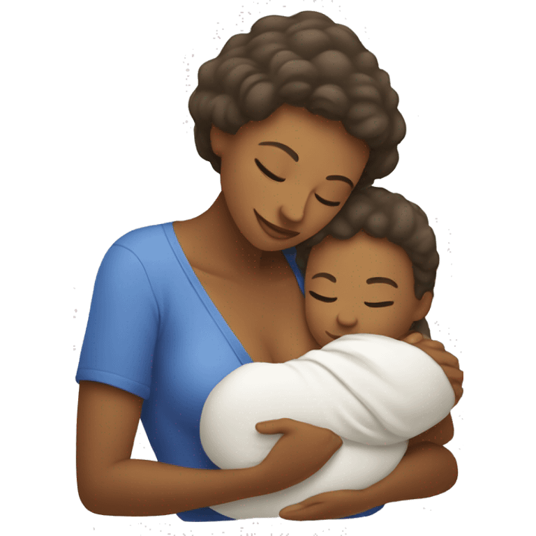 mother hugging newborn son icon white emoji