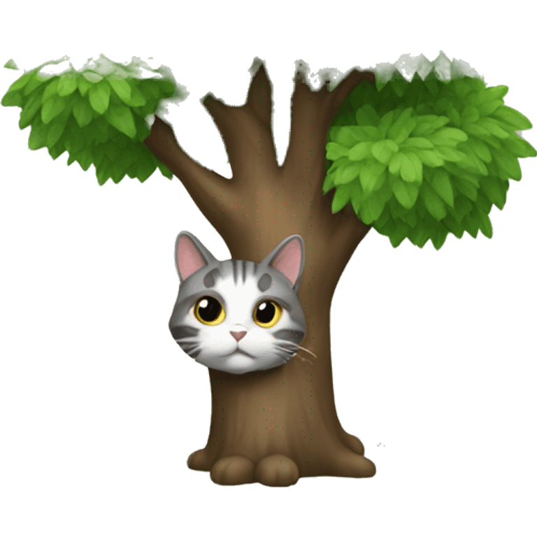 Cat wearing tree emoji