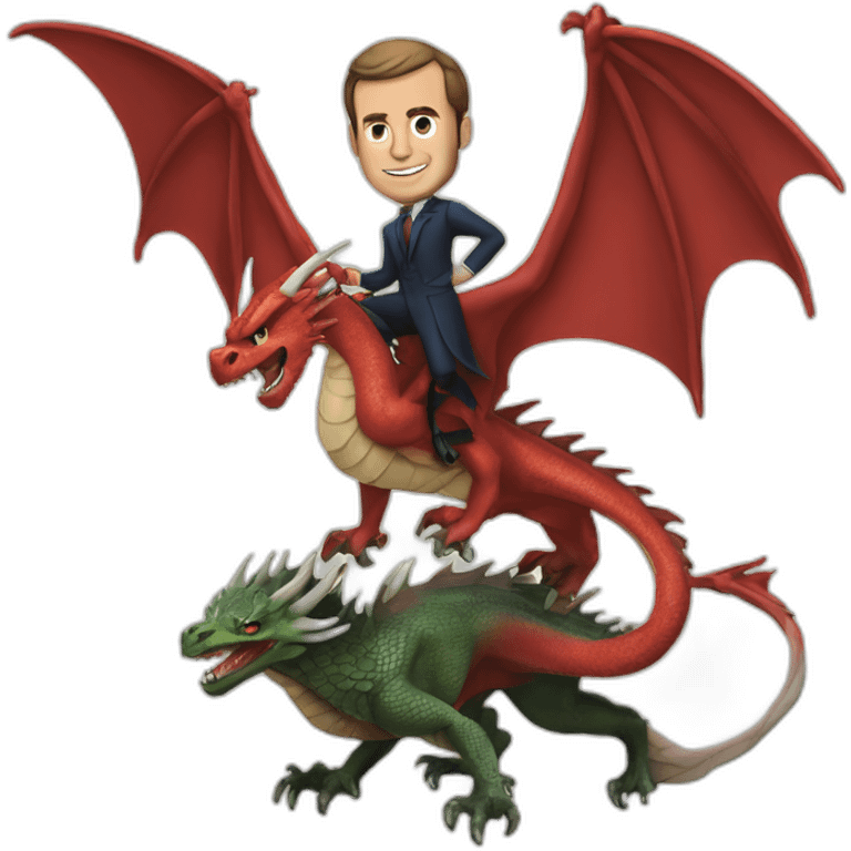 Macron sur un dragon emoji