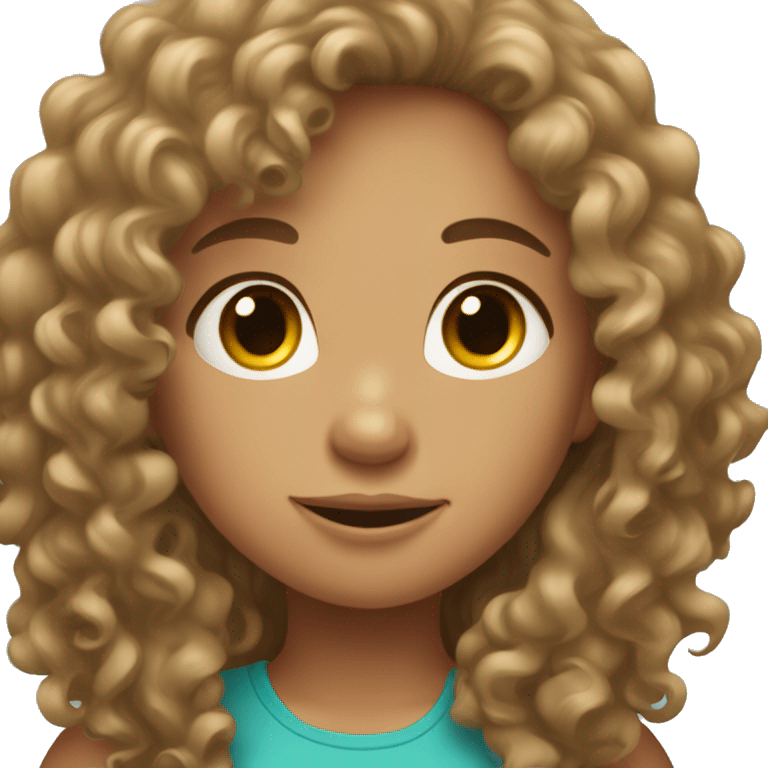 tan curly haired girl with long hair emoji