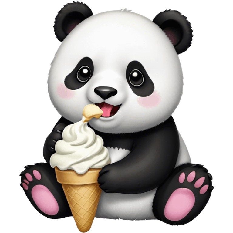 Panda eating ice cream emoji