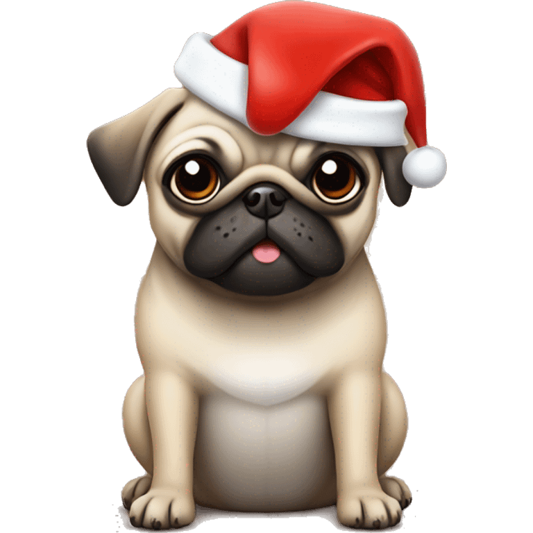 pug wearing santa hat emoji