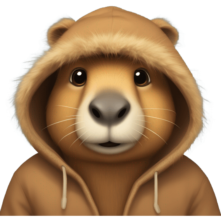 Capybara wearing a bear hoodie emoji