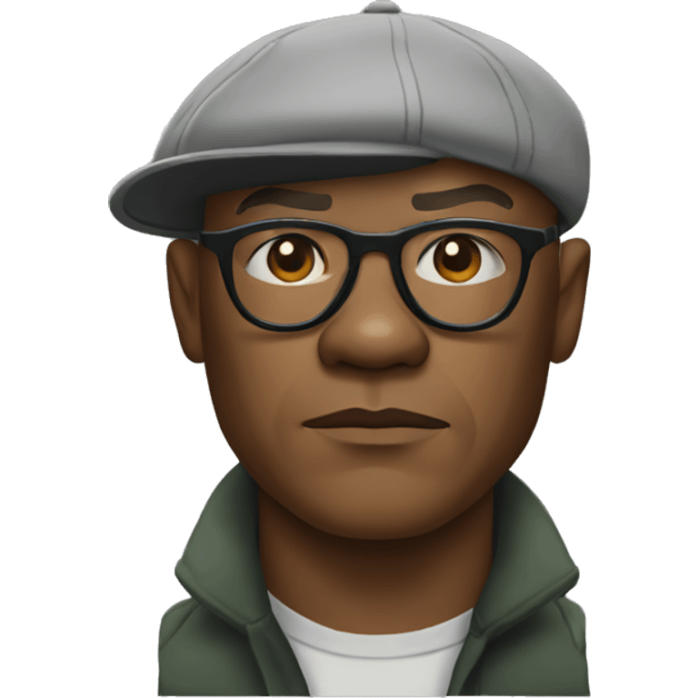 bald samuel l jackson serious wearing shirt and backwards Kangol emoji