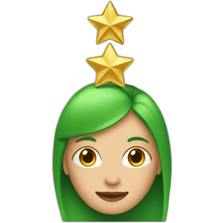 Green women holding three gold stars above head emoji