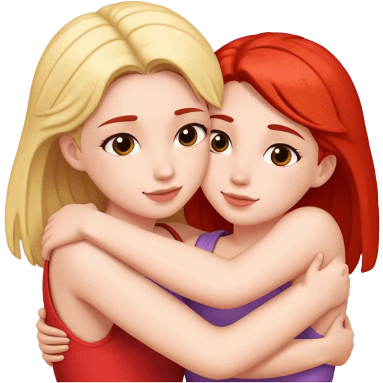 two hugging girls emoji