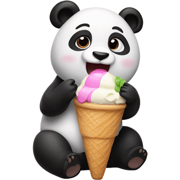 Panda eating ice cream emoji