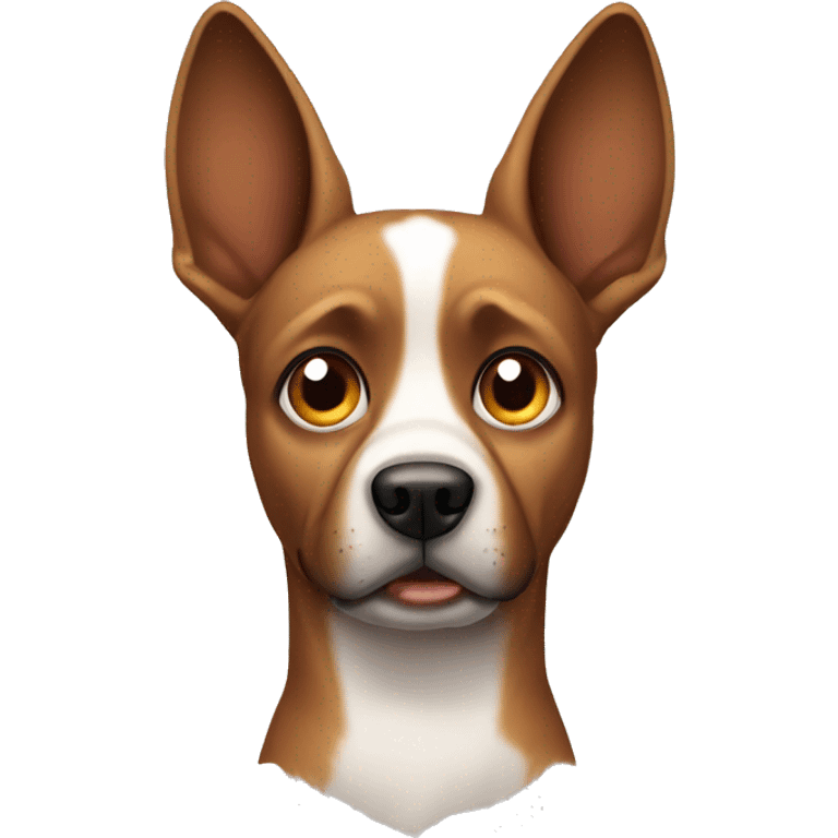 Dog with brown pointy ears with a hurt eye emoji