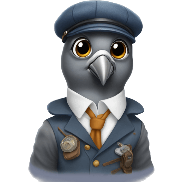 pigeon in an amelia earhart costume emoji