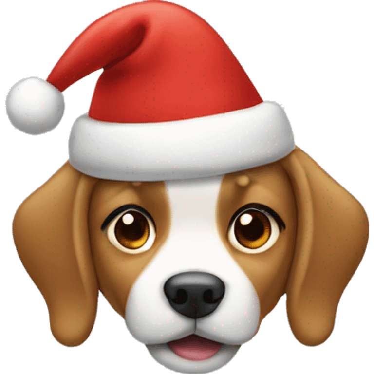 Dog wearing Christmas hat emoji