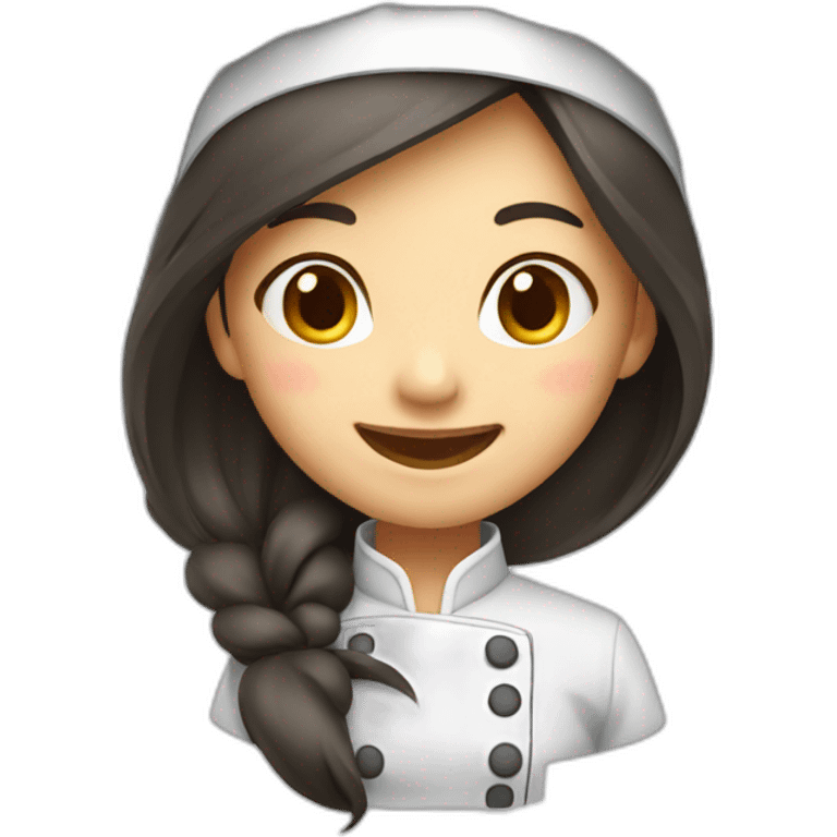 happy asian girl chef long hair emoji