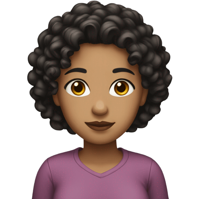 A young woman with light brown skin, black curly hair  emoji