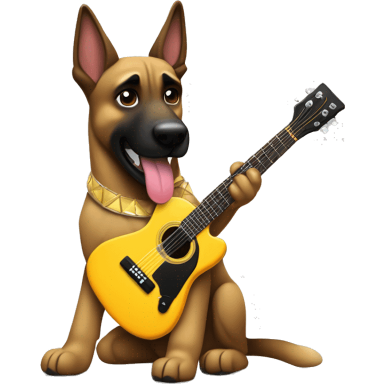 berger malinois qui joue de la guitar electric rock popstar emoji