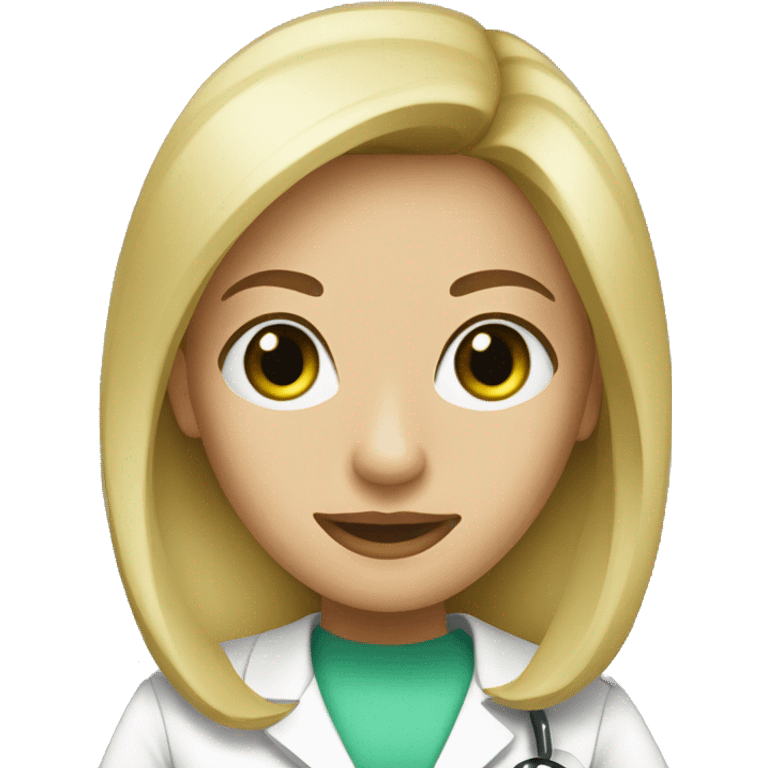 blonde woman green eyes straight hair nurse emoji