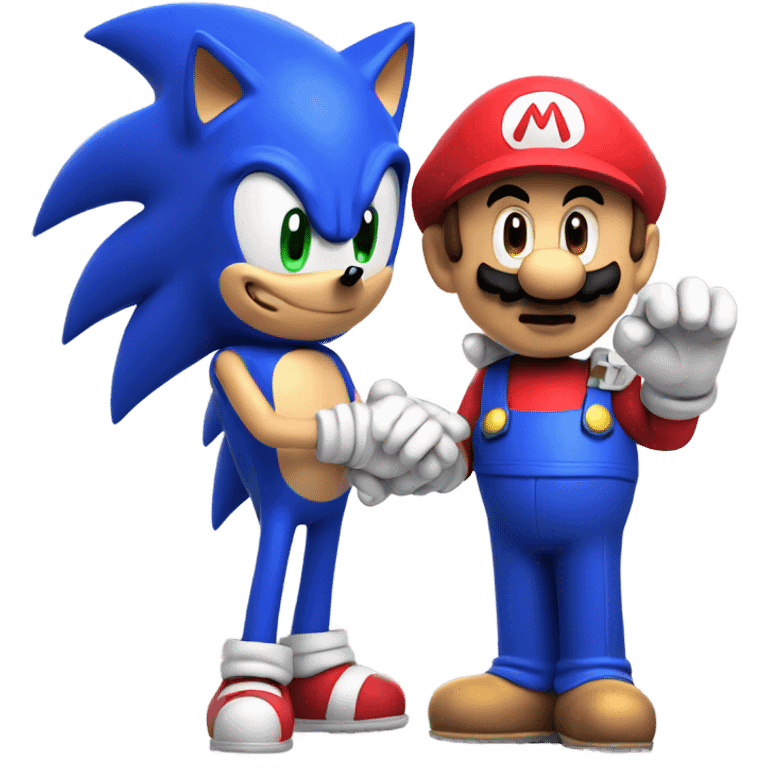 Sonic and mario high five emoji