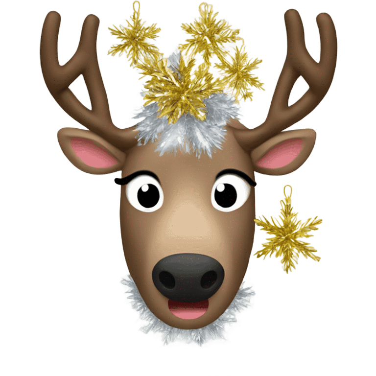 Reindeer stuck in tinsel emoji