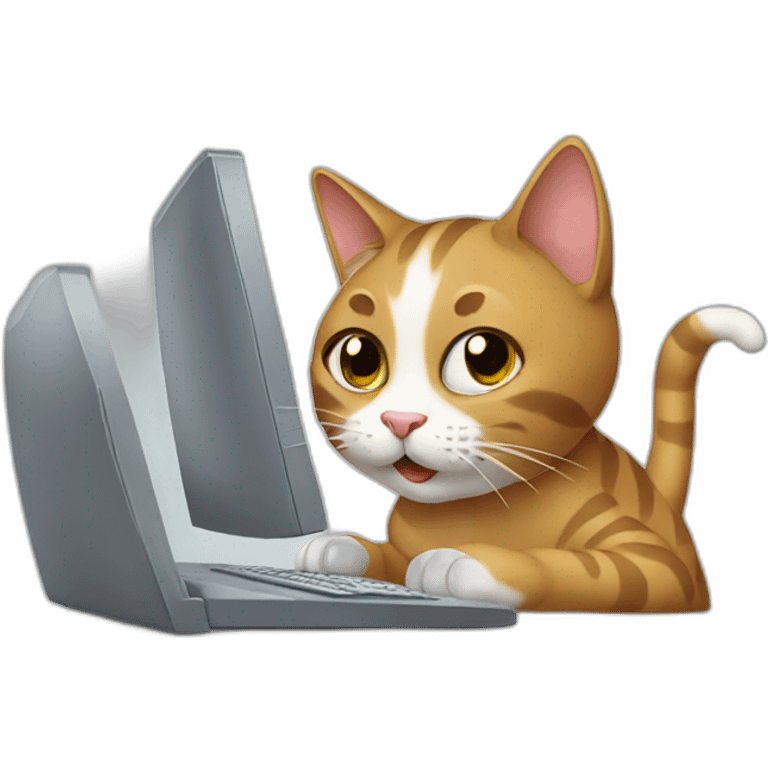 Cat working with computer emoji