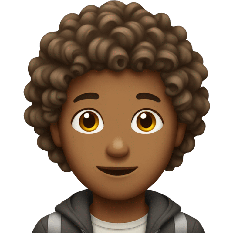 Brown boy with curly hair emoji