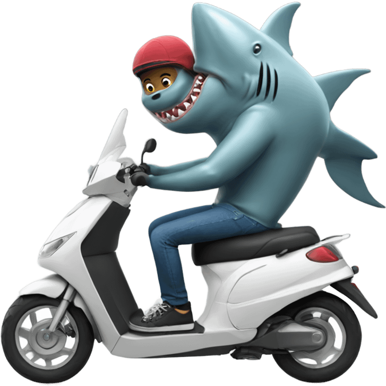 Shark riding scooter over a person emoji