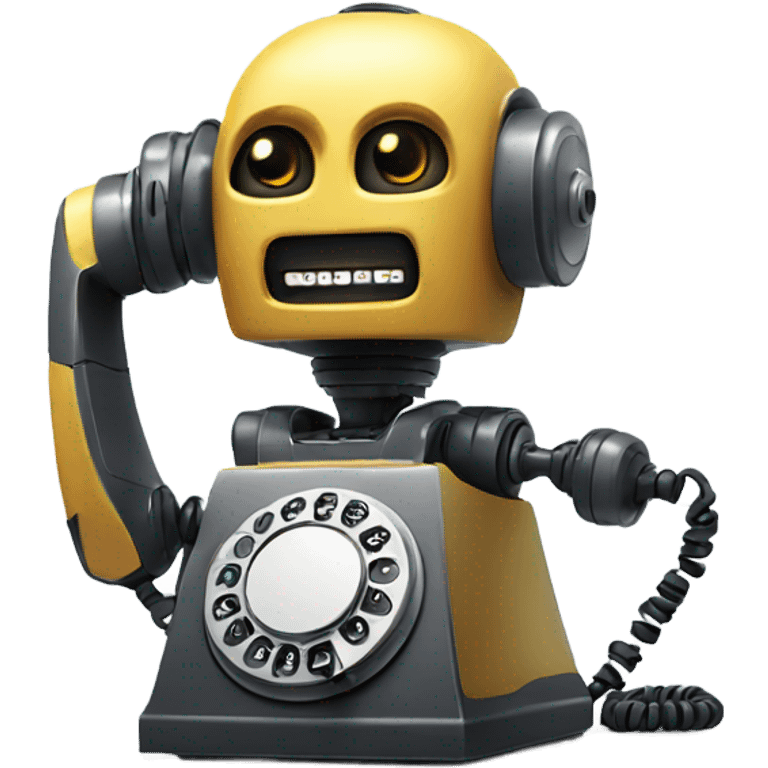 robot talking on a rotary phone emoji