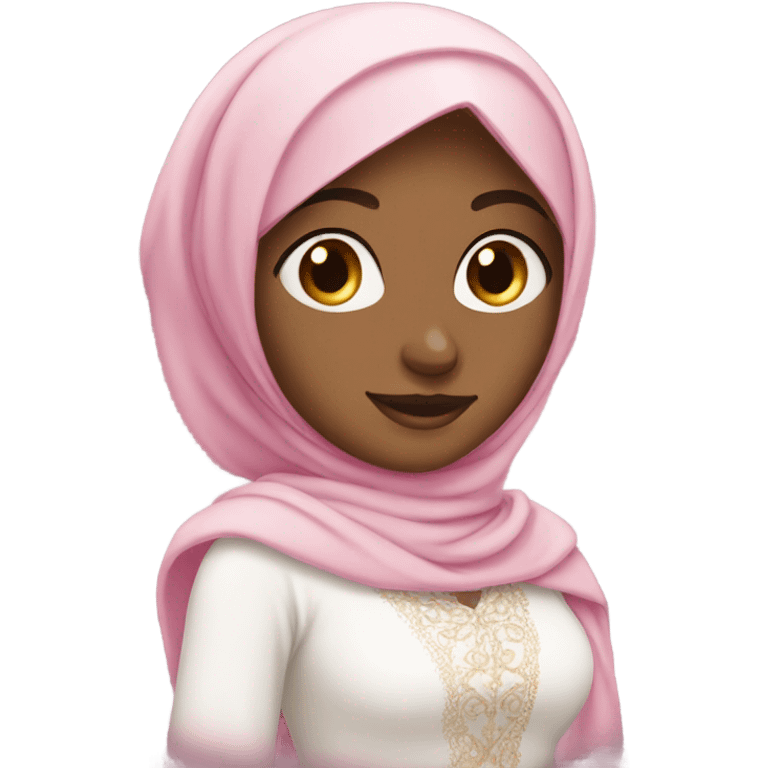 Princesse with dress pink and hijab white  emoji