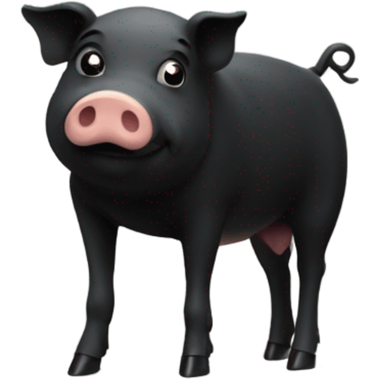 black pig with white legs by a window emoji