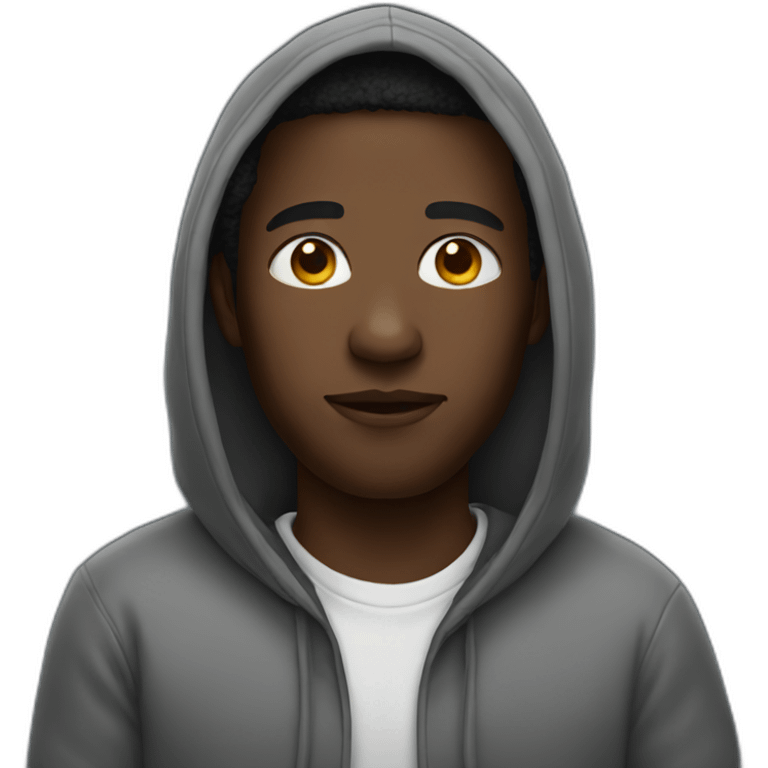 Black man wearing a hoodie emoji