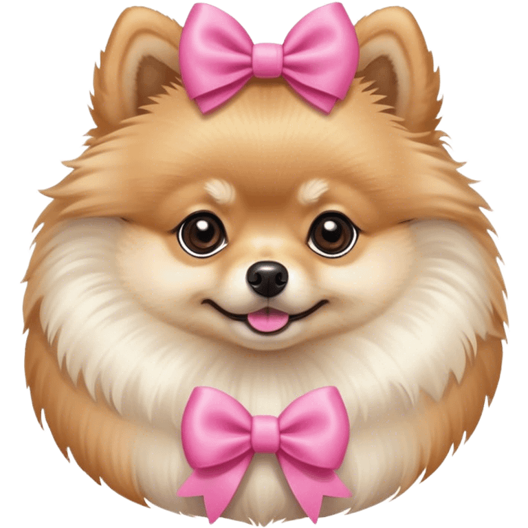 pomeranian dog with pink bow emoji