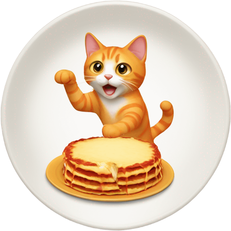 orange cat standing up eating lasagna  emoji