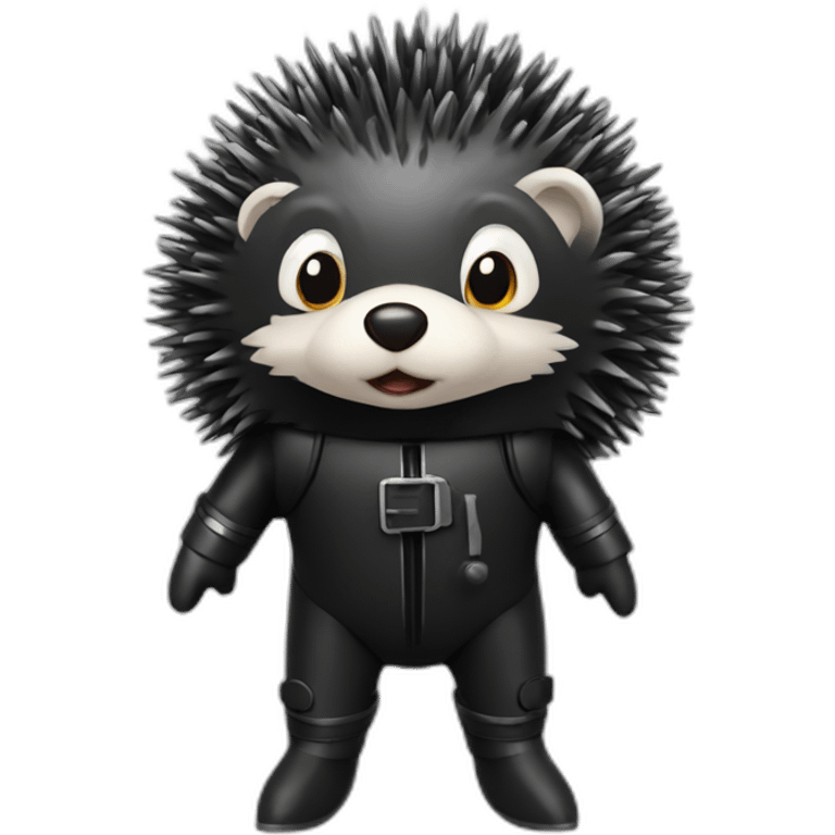 hedgehog in black rubber shiny diving suit emoji