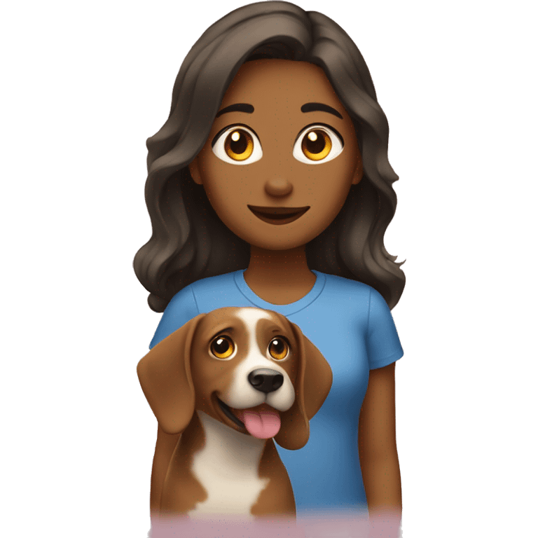 A girl with a dog emoji