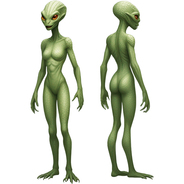 a reptilian alien woman full body emoji